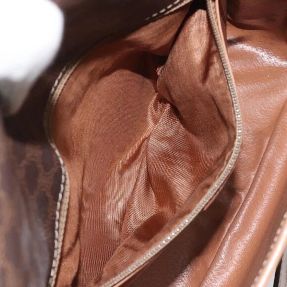 CELINE Macadam Canvas Circle Shoulder Bag PVC Leather Brown Gold Auth 115903 - Picture 12 of 16